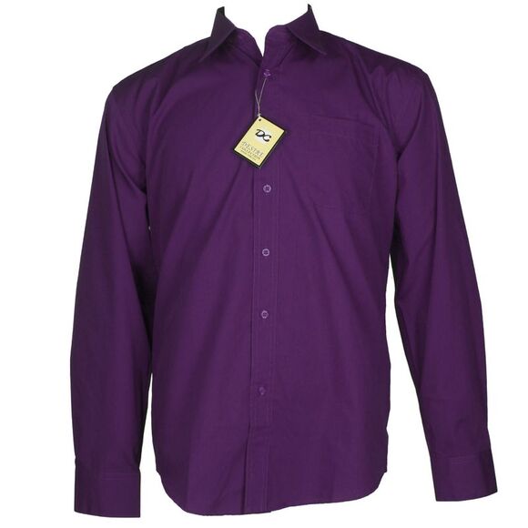 Desire Collection Men's Long Sleeve Classic Fit Pocket Dress Shirt Purple - Picture 2 of 3